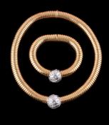 A diamond accented tubogas necklace and bracelet by Weingrill