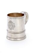 A Queen Anne silver straight-tapered mug by Edward Yorke
