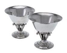 Georg Jensen, a pair of Danish silver pedestal bowls