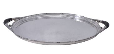 ϒ Georg Jensen, a Danish silver twin handled oval Cosmos tray