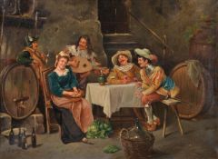 G. Montega (Italian 19th century)Tavern scenes