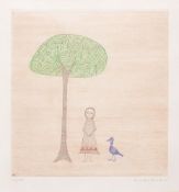 Keiko Minami (Japanese 1911-2004)A Girl, Tree and Bird