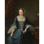 John Giles Eccard (British 1720-1779)Portrait of a lady in a blue dress