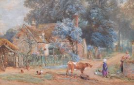 Myles Birket Foster (British 1825-1899)The country cottage with figures