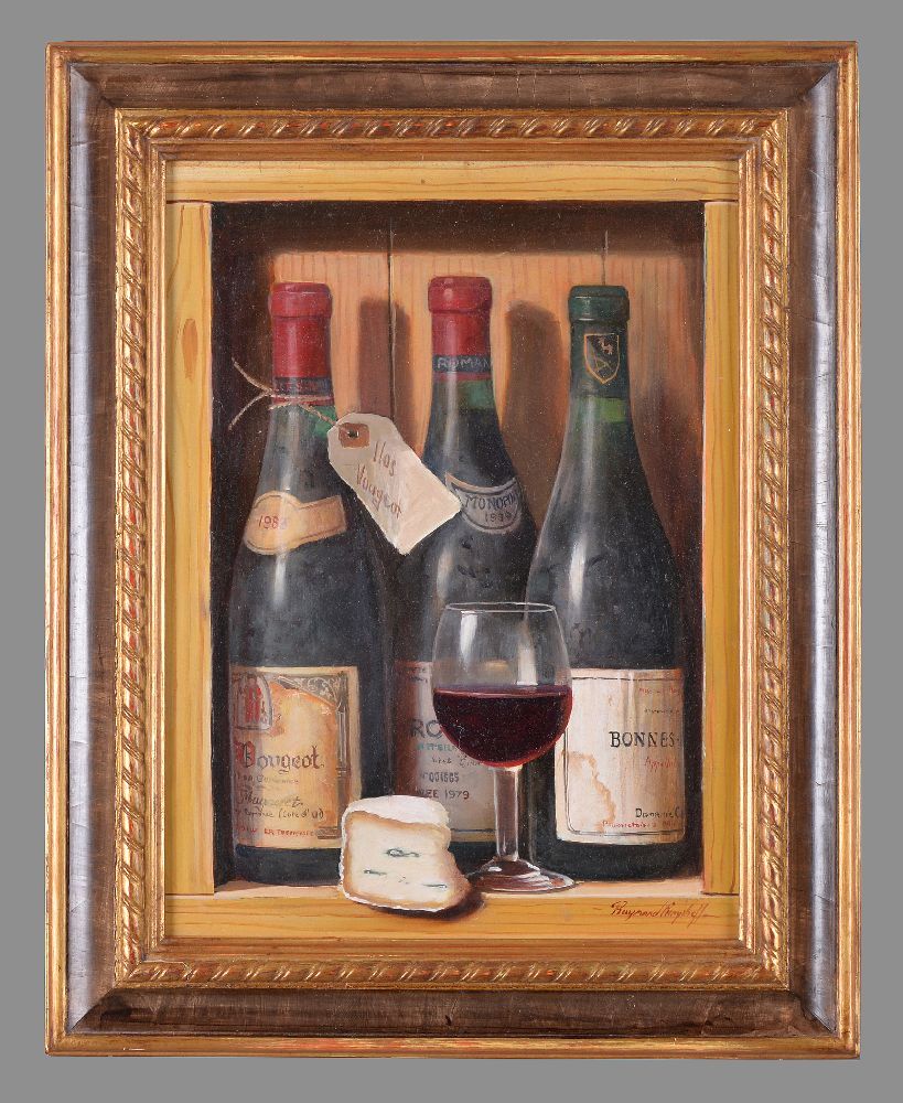 λ Raymond Campbell (British b. 1956)Still life of wine bottles and cheese - Image 2 of 3