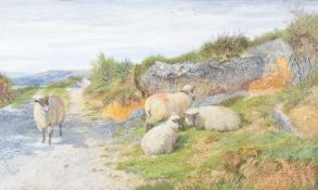 George Shalders (British 1826-1873), Sheep resting on a country path