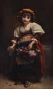 Etienne Adolph Piot (French 1850-1910)Study of a young girl with basket of flowers