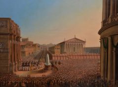 Circle of Sir Charles Eastlake A triumphal procession through Rome