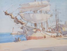 A. E. Waite (British 19th/20th Century) Toulon Luggers