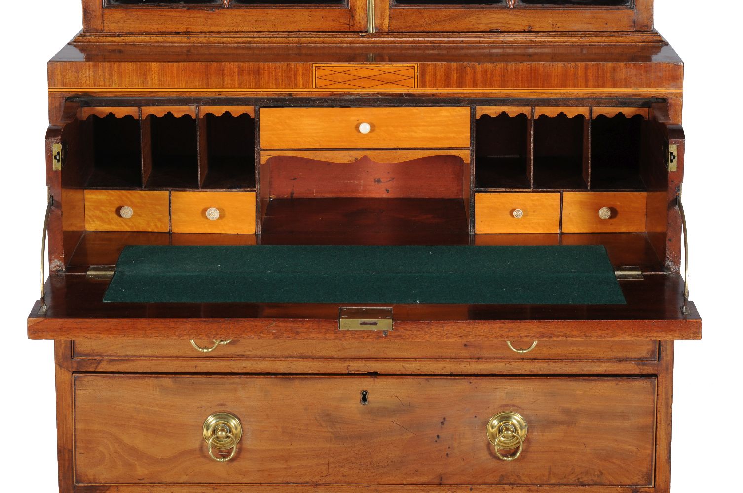 ϒ A George III mahogany and inlaid secretaire bookcase - Image 3 of 3