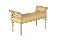 A yellow painted and parcel giltwood window seat