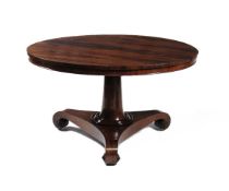 ϒ A Regency rosewood circular centre table