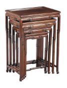 A nest of Chinese hardwood quartetto tables