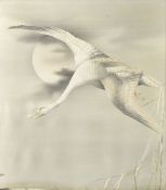 A large Japanese silk picture of a swan