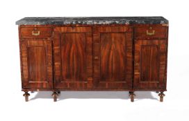 A William IV goncalo alves and marble topped side cabinet