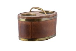 A George III gilt brass bound mahogany portable bottle cooler