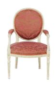 A white painted elbow chair in George III style