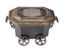 A Victorian toleware coal carriage