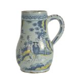 A Dutch Delft or Frankfurt fayence jug