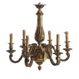 A French gilt bronze six light chandelier in Louis XVI style