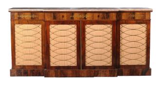 ϒ A Regency rosewood and brass inlaid side cabinet