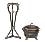 A French ebonised and gilt metal mounted torchere or sculpture stand