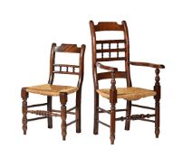 A set of ten provincial ash and beech dining chairs