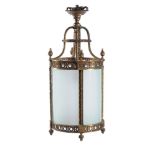 A gilt metal and glazed hall lantern in Louis XVI style
