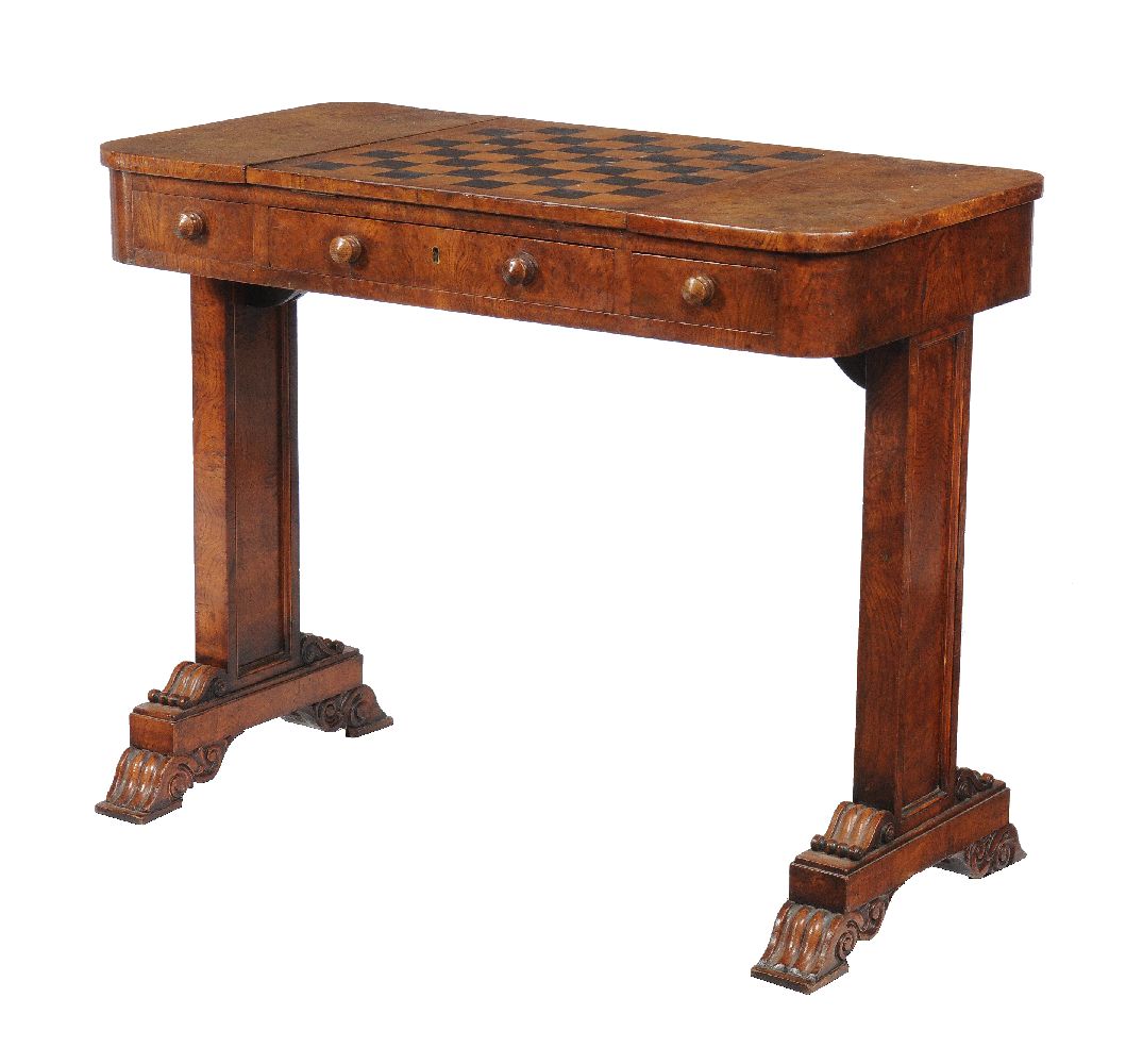 A William IV oak and pollard oak games table