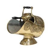 A late Victorian gilt brass coal scuttle