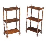 ϒ A pair of Regency rosewood three tier whatnots