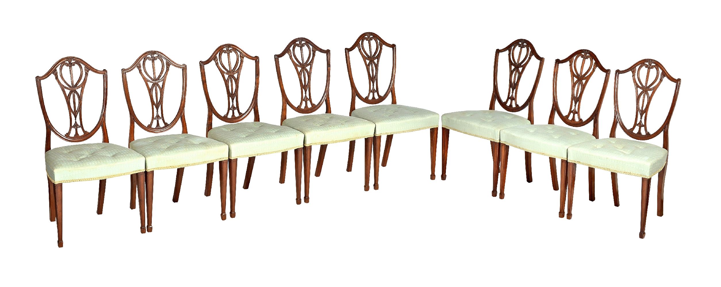 A set of eight mahogany shield back dining chairs in George III style - Image 2 of 2