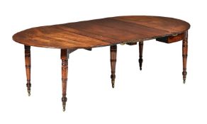 A Regency mahogany fold over D-end dining table