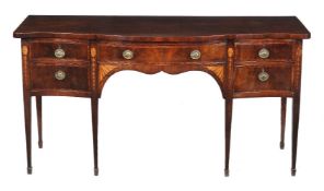 ϒ A George III mahogany and kingwood banded sideboard
