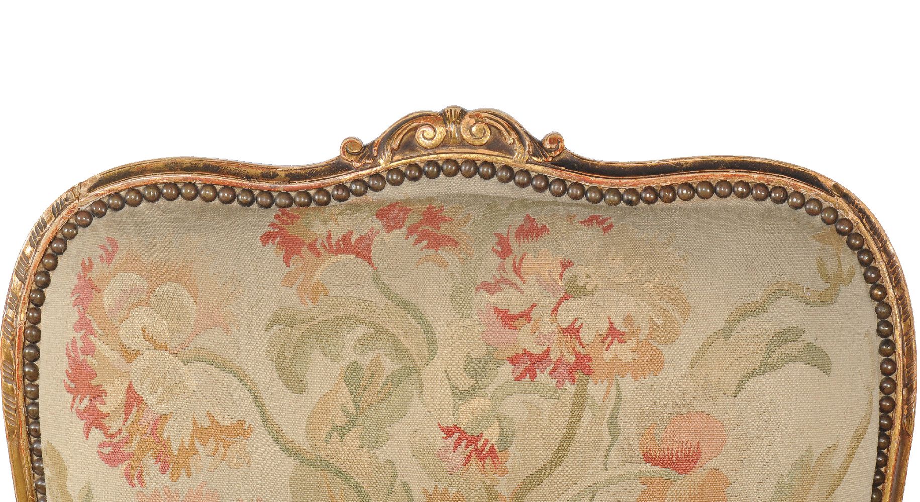 A pair of carved giltwood and tapestry upholstered armchairs - Image 3 of 5