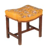 A mahogany and needle work upholstered stool