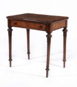 An early Victorian burr walnut and mahogany side table