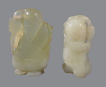 A Chinese white jade carving of a boy