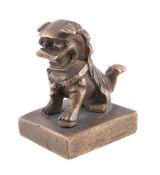 A small Chinese bronze Buddhist Lion seal