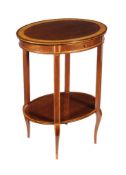 An Edwardian mahogany and satinwood banded oval occasional table