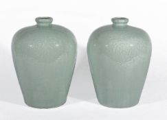 A pair of Chinese celadon vases