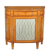 ϒ A Sheraton Revival satinwood and tulipwood cross banded side cabinet