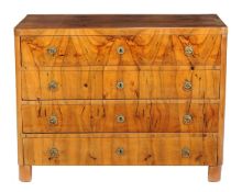 A Biedermeier walnut secretaire chest