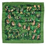 Hermès, Concerto, a green silk scarf