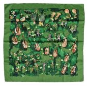 Hermès, Concerto, a green silk scarf