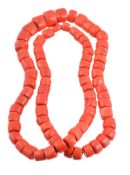 A stained coral bead necklace