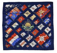 Hermès, Pavois, a blue silk scarf