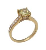 A chrysoberyl and diamond ring