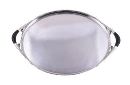 Georg Jensen, a Danish silver twin handled oval Cosmos tray