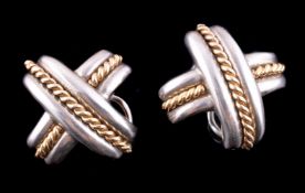 A pair of Cross Weave ear clips by Tiffany & Co.